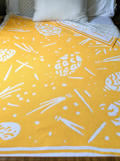 "Conifer Confetti" REVERSIBLE Throw Blanket - Yellow