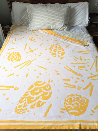 "Conifer Confetti" REVERSIBLE Throw Blanket - Yellow